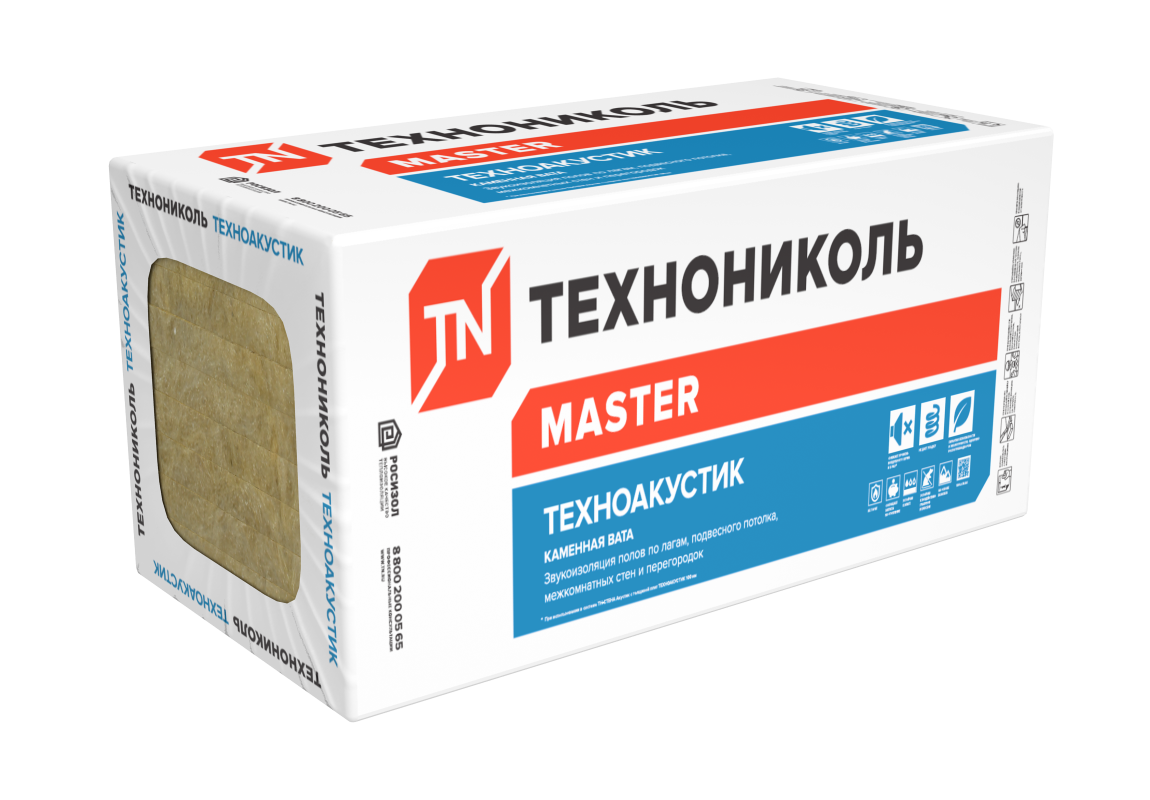 Утеплитель ТехноНиколь каменная вата ТЕХНОАКУСТИК 1200*600*50 (6 плит)
