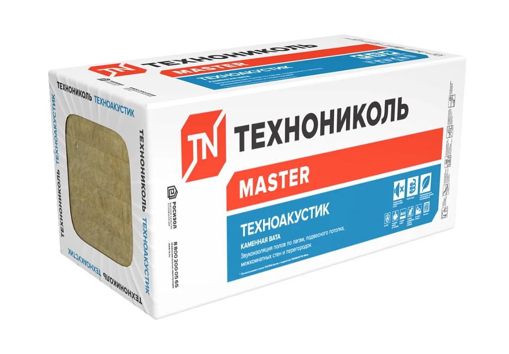 Звукоизоляция ТехноНиколь каменная вата ТЕХНОАКУСТИК 1200*600*50 (6 плит) купить в Хабаровске