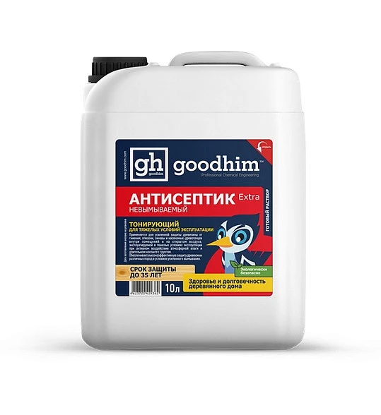Антисептик невымываемый для тяжелых услов.эксплуат.(тонирующий), GOODHIM Extra, 10л купить в Хабаровске