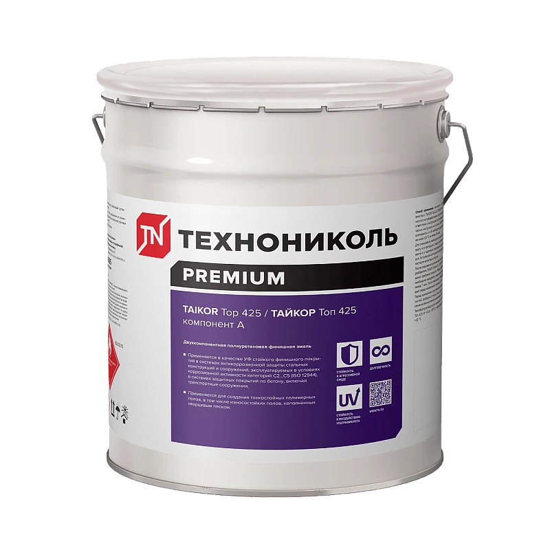 TAIKOR Top 425. Двухкомпонентная светостойкая полиуретановая эмаль. RAL7040. Компонент А (20 кг) купить в Хабаровске