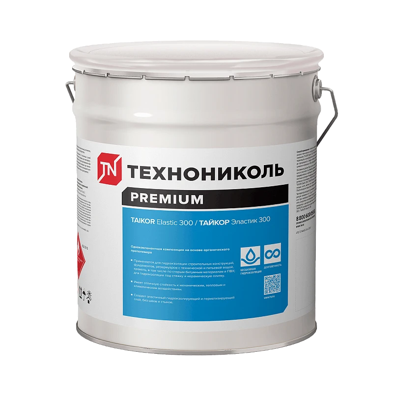 TAIKOR Elastic 300. Однокомпонентная полиуретановая композиция для гидроизоляции (белый) (24 кг) купить в Хабаровске